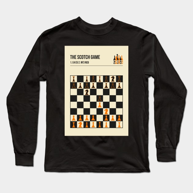 The Scotch Game Chess Openings Art Poster in a minimal style. Long Sleeve T-Shirt by jornvanhezik